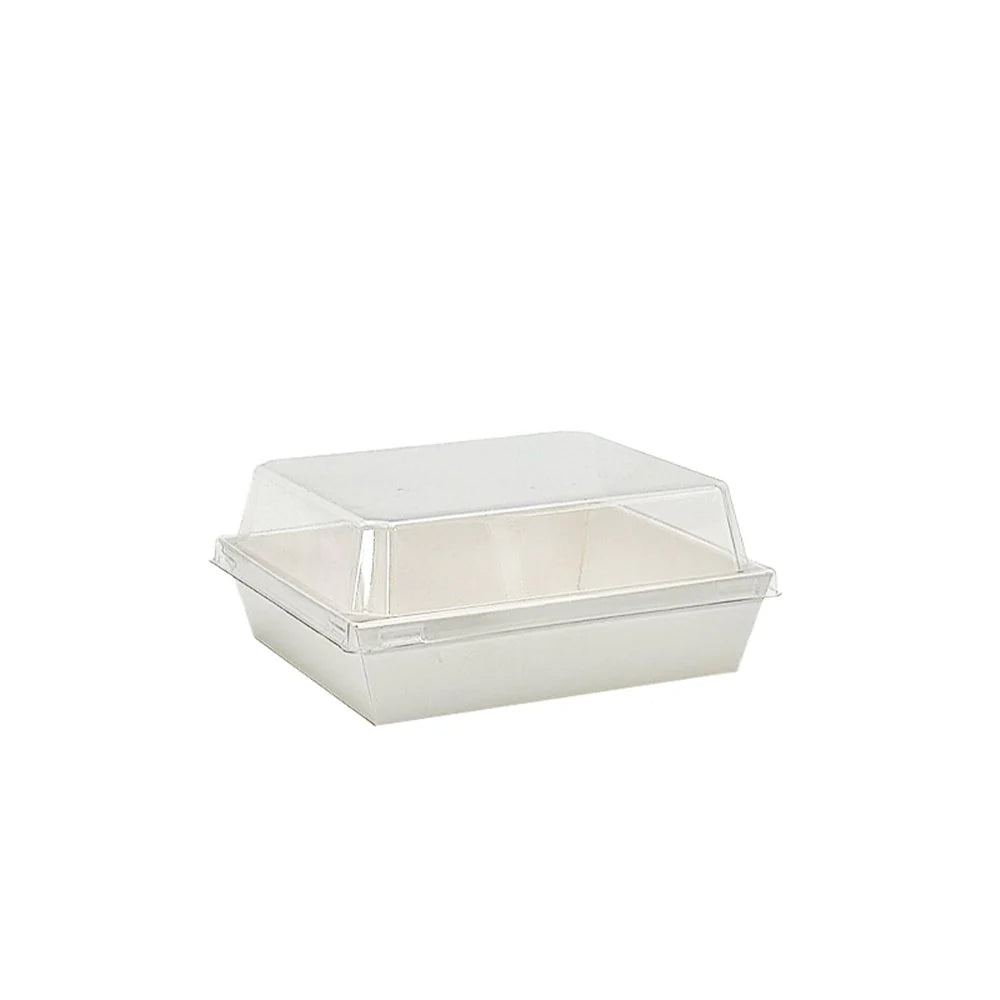 Square White Paper Tray w/Lid -Small / 50pcs