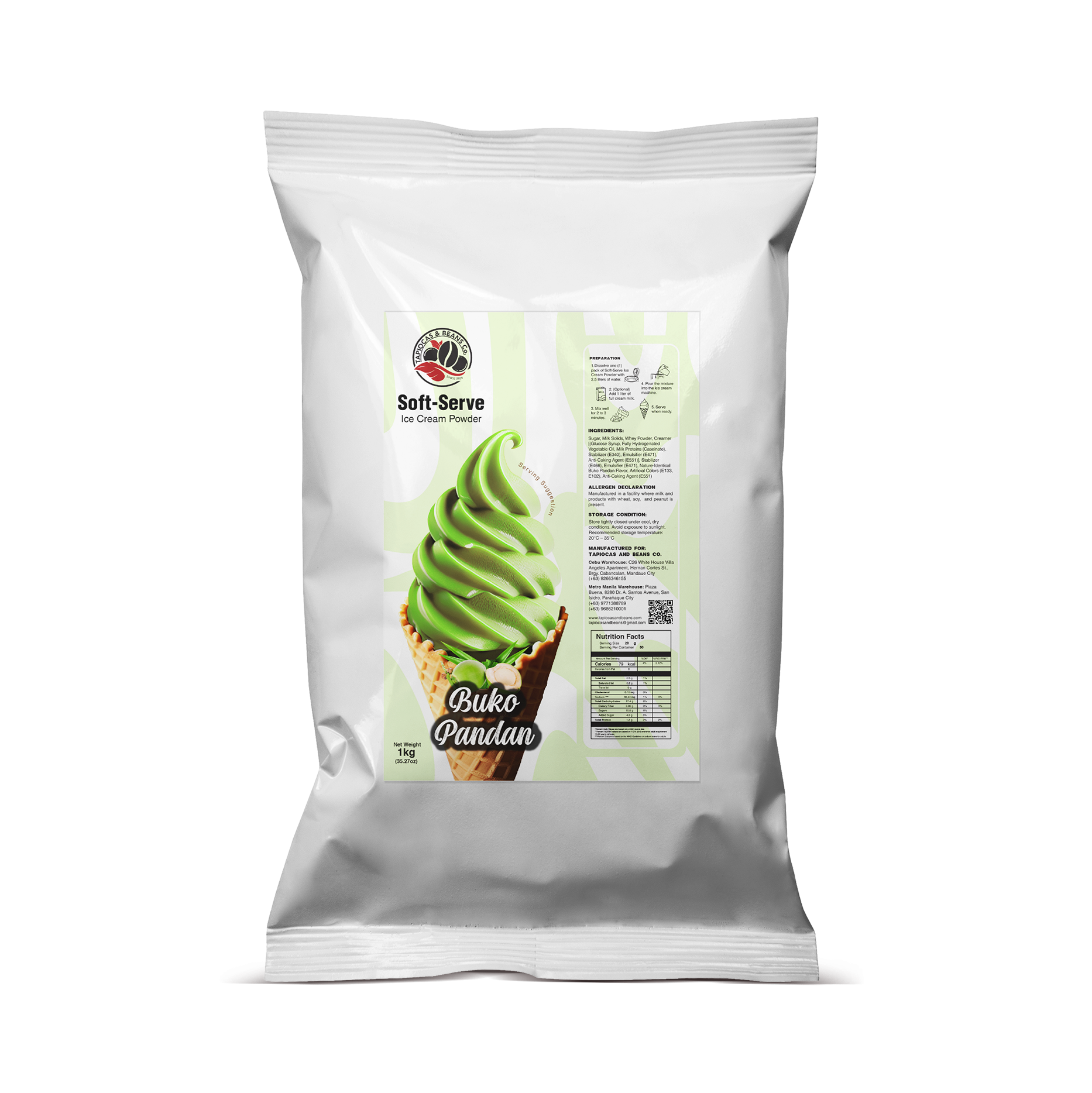 T&B Soft serve - Buko pandan 1kg