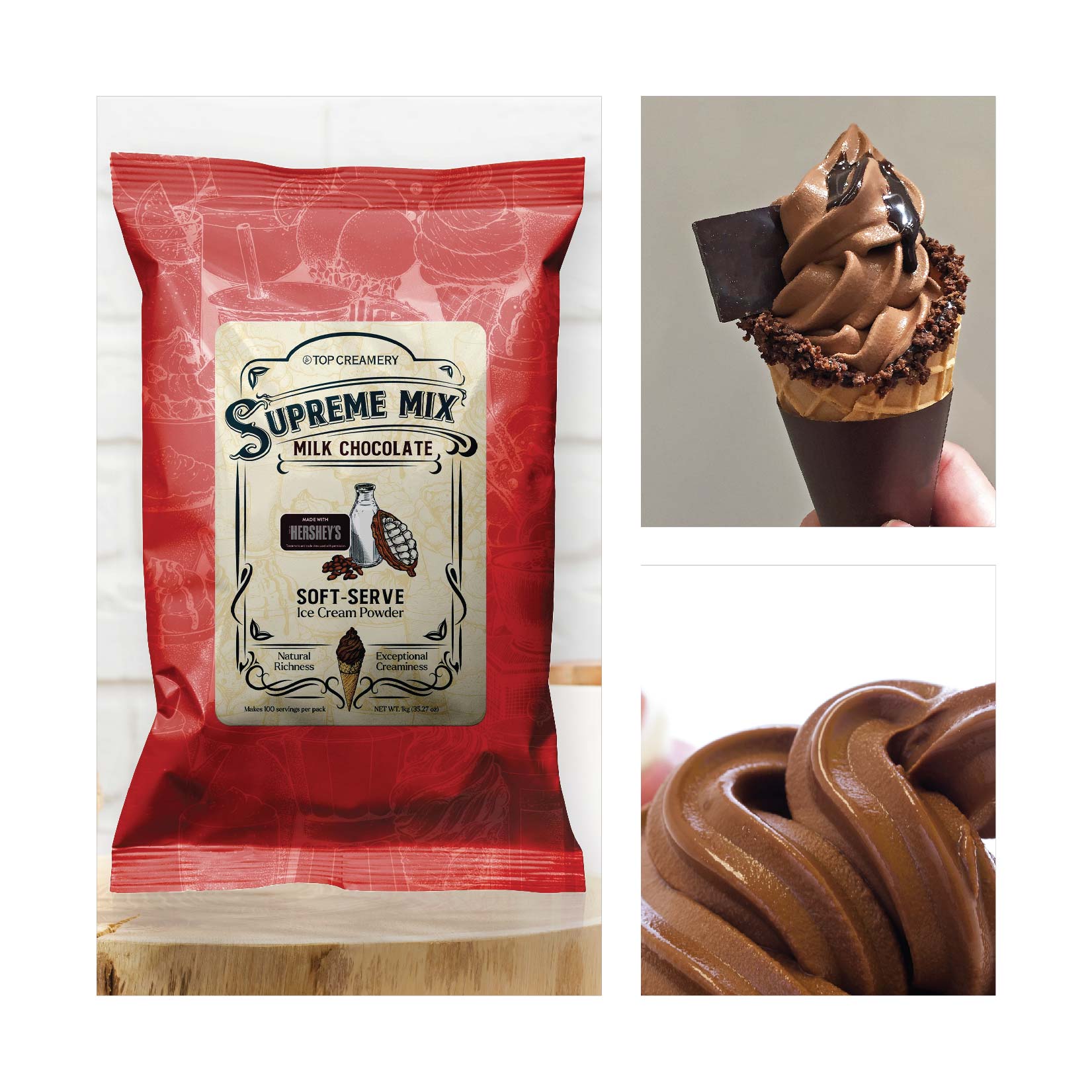 Supreme Mix Soft-Serve Ice Cream Milk Chocolate Powder made with Hershey’s 1kg