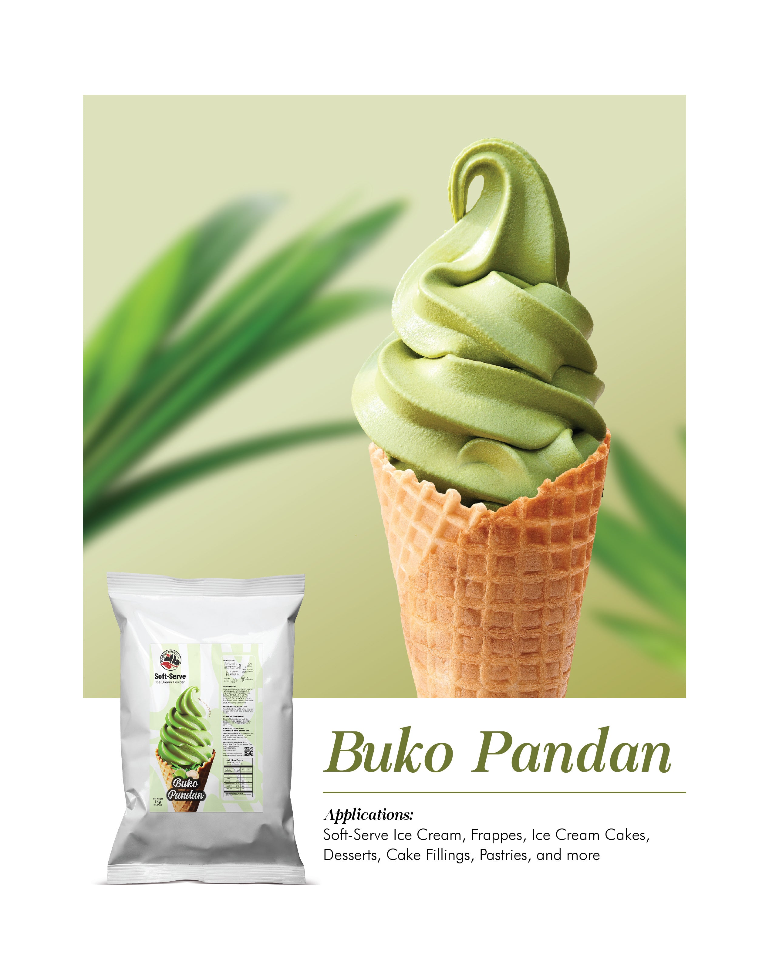 T&B Soft serve - Buko pandan 1kg