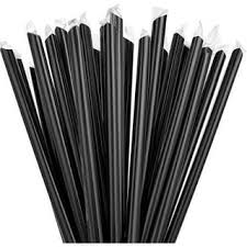 Boba PP Straw w/Plastic wrapped-B 23cm-Black / 100pcs